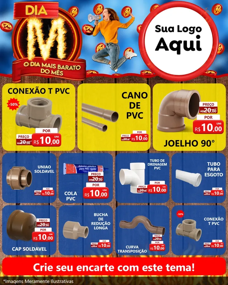 Modelo de Rede Social para Feed Instagram com o tema Dia M - O Dia Mais Barato Do Mês para Tubos e conexões