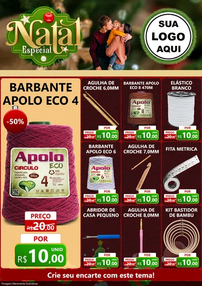 Modelo de Encarte para Encarte A4 Vertical com o tema Natal Especial para Armarinho e Aviamentos