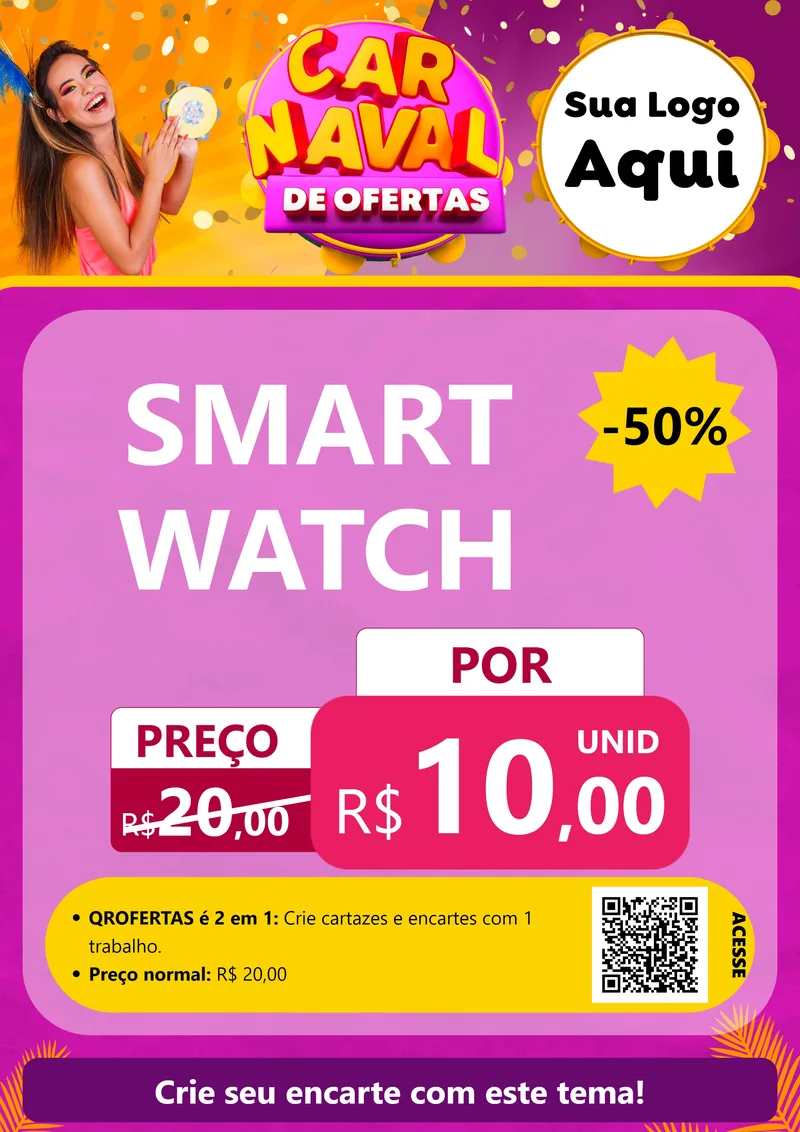 Modelo de Cartaz para Cartaz A4 Vertical com o tema Carnaval de Ofertas para Informática