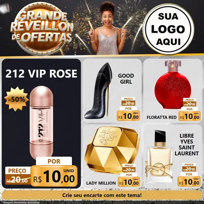 Modelo de Rede Social para Feed Facebook com o tema Grande Réveillon de Ofertas para Perfumes
