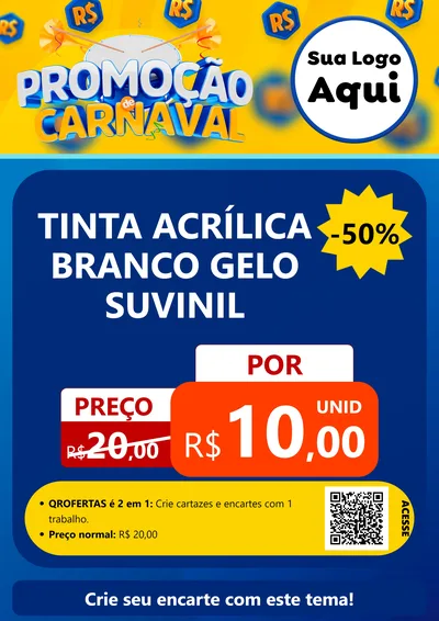 Modelo de Cartaz para Cartaz A4 Vertical com o tema Promoção de Carnaval para Tintas e Ferramentas