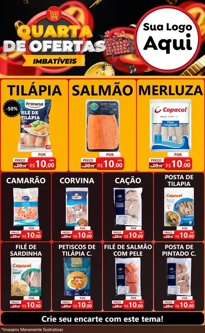 Modelo de Encarte para Encarte Grande com o tema Quarta de Ofertas Imbatíveis para Peixaria