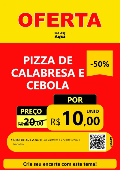 Modelo de Cartaz para Cartaz A4 Vertical com o tema OFERTA - Vermelho Cartaz para Pizzaria