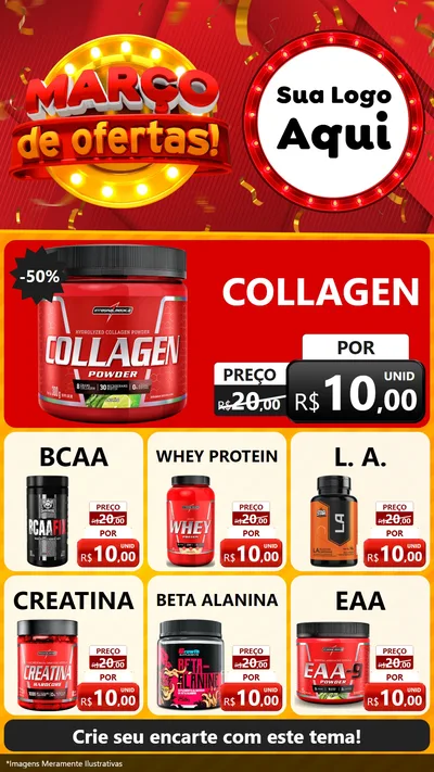 Modelo de Rede Social para Stories com o tema Março de Ofertas! para Suplementos alimentares