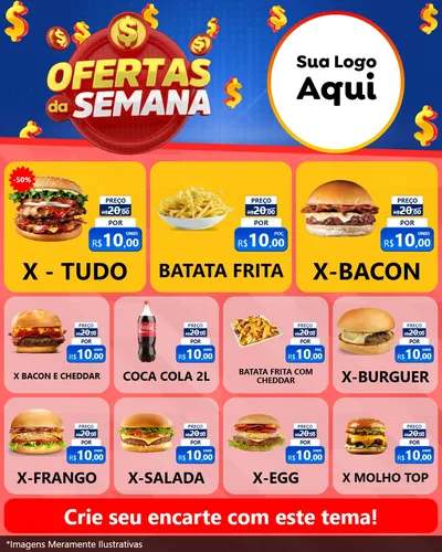 Modelo de Rede Social para Feed Instagram com o tema Ofertas Da Semana para Hamburgueria