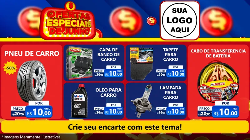 Modelo de TV para TV Horizontal com o tema Ofertas Especiais de Junho para Auto peças