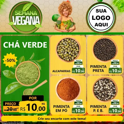 Modelo de Rede Social para Feed Facebook com o tema Semana Vegana para Produtos Naturais