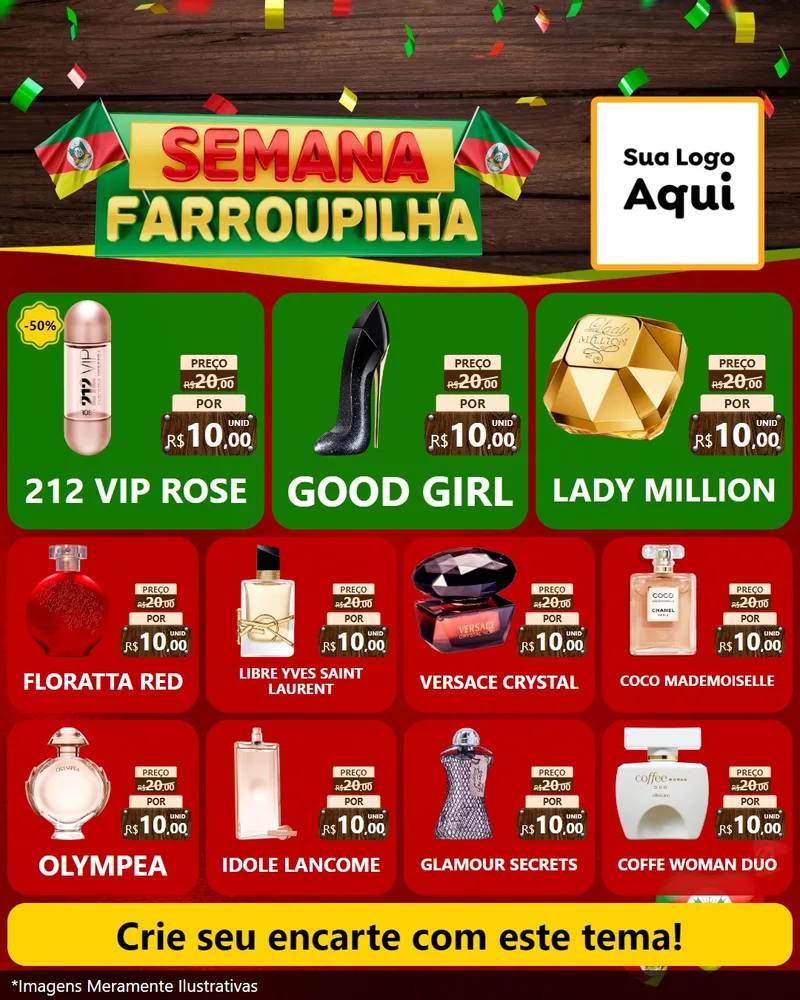 Modelo de Rede Social para Feed Instagram com o tema Semana Farroupilha para Perfumes