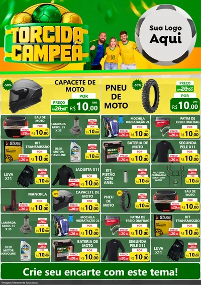Modelo de Encarte para Encarte A4 Vertical com o tema Torcida Campeã - Copa para Moto peças