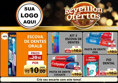 Modelo de Encarte para Encarte A4 Horizontal com o tema Réveillon de Ofertas para Higiene Pessoal