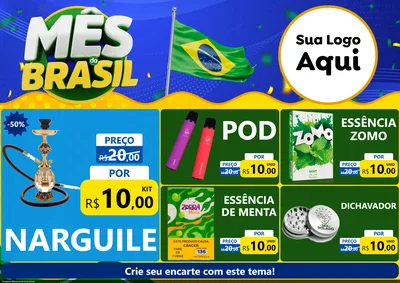 Modelo de Encarte para Encarte A4 Horizontal com o tema Mês do Brasil para Tabacaria