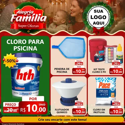 Modelo de Rede Social para Feed Facebook com o tema Alegria Em Família - Super Ofertas para Produtos para Piscina