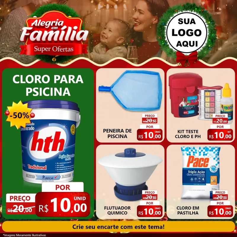 Modelo de Rede Social para Feed Facebook com o tema Alegria Em Família - Super Ofertas para Produtos para Piscina