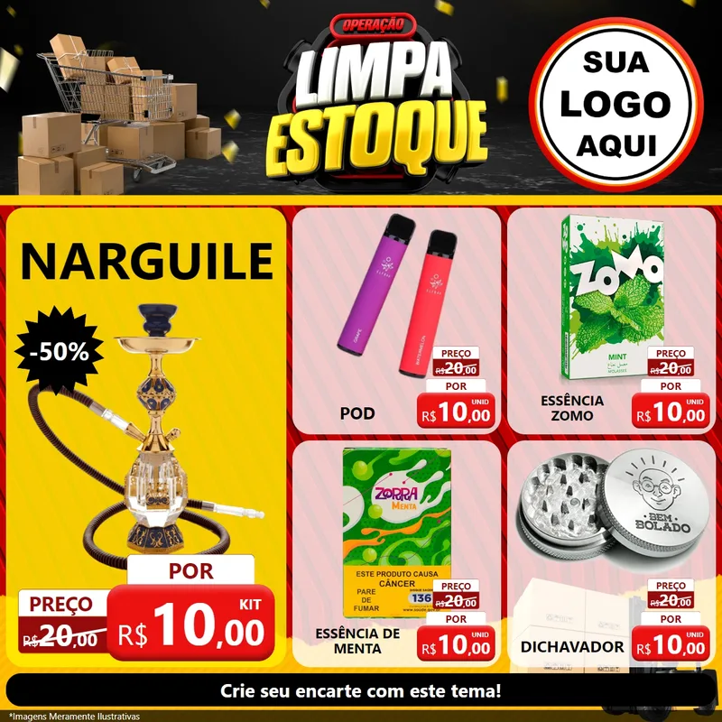 Modelo de Rede Social para Feed Facebook com o tema Operação Limpa Estoque para Tabacaria