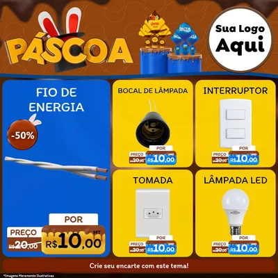 Modelo de Rede Social para Feed Facebook com o tema Páscoa para Materiais Elétricos
