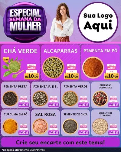 Modelo de Rede Social para Feed Instagram com o tema Especial Semana da Mulher para Produtos Naturais