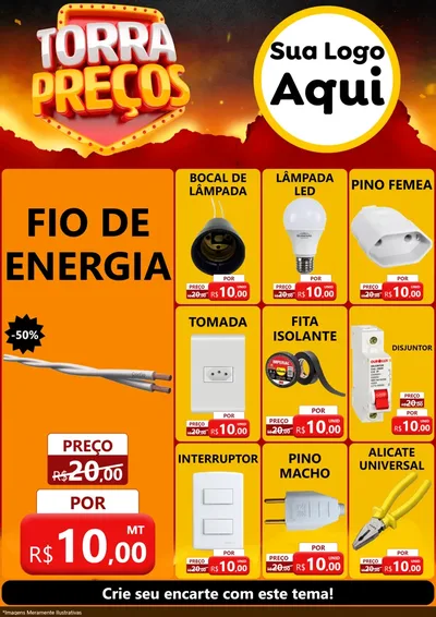 Modelo de Encarte para Encarte A4 Vertical com o tema Torra Preços para Materiais Elétricos