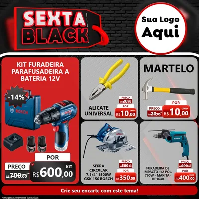 Modelo de Rede Social para Feed Facebook com o tema Sexta Black para Maquinas e Ferramentas