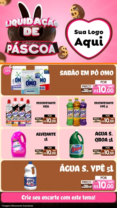 Modelo de TV para TV Vertical com o tema Liquidação de Páscoa para Produtos de Limpeza