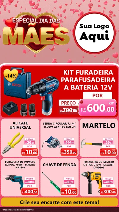 Modelo de Rede Social para Stories com o tema Especial Dia Das Mães para Maquinas e Ferramentas