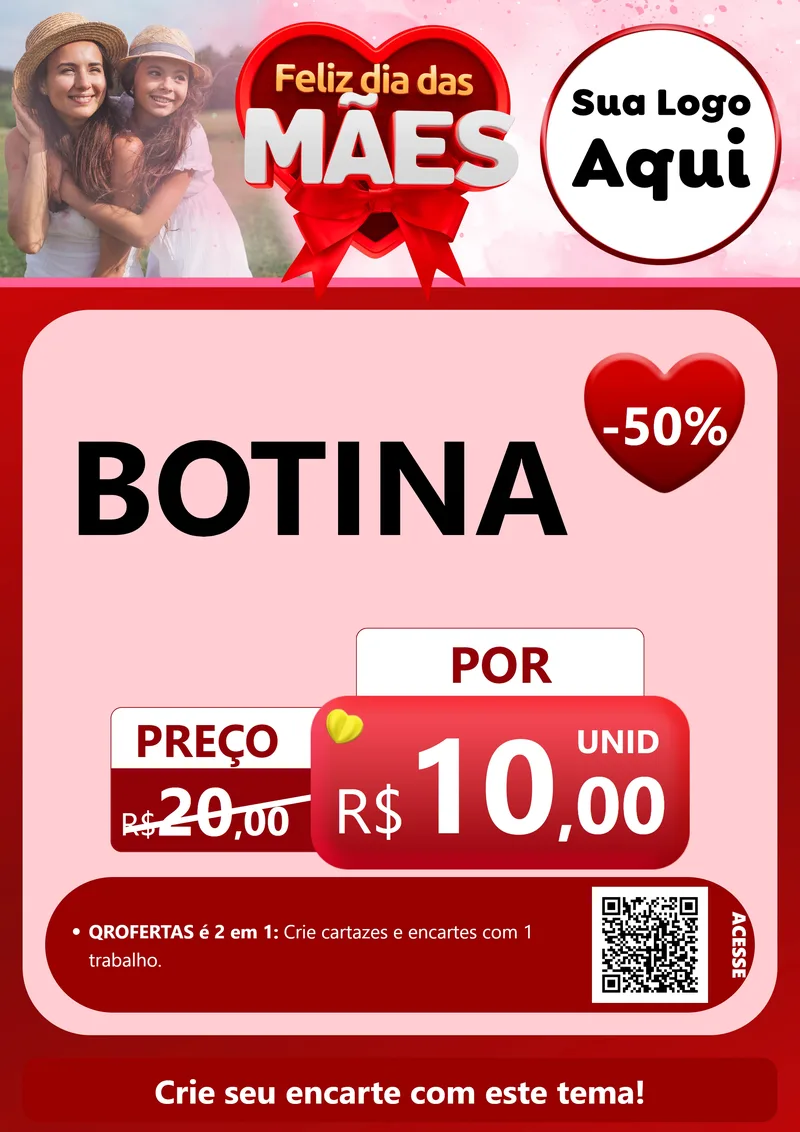 Modelo de Cartaz para Cartaz A4 Vertical com o tema Feliz Dia Das Mães para Agropecuária