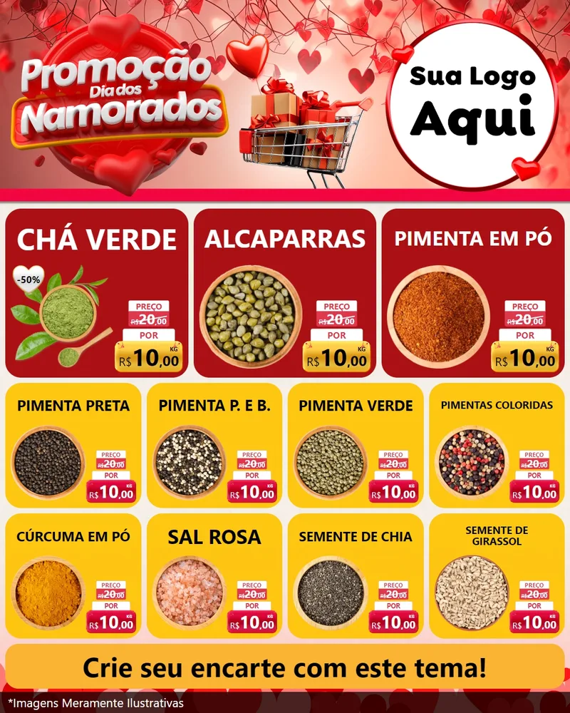 Modelo de Rede Social para Feed Instagram com o tema Promoção Dia dos Namorados para Produtos Naturais
