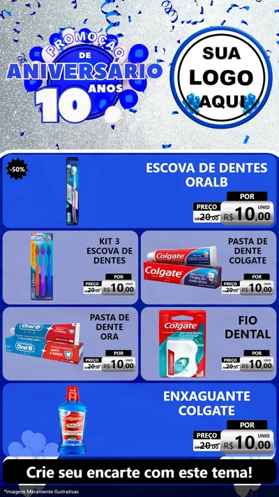Modelo de TV para TV Vertical com o tema Promoção de Aniversário - 10 Anos para Higiene Pessoal