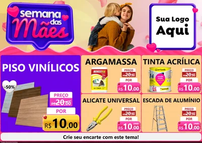 Modelo de Encarte para Encarte A4 Horizontal com o tema Semana das Mães para Material para Construção