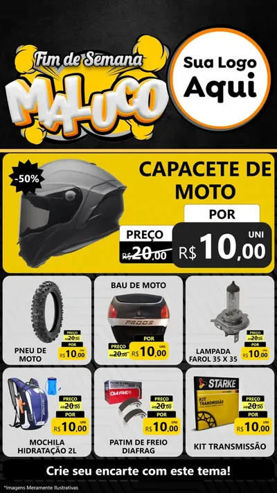 Modelo de Rede Social para Stories com o tema Fim de Semana Maluco para Moto peças
