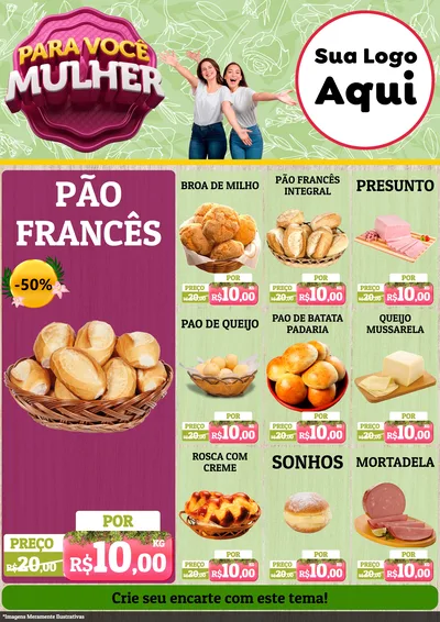 Modelo de Encarte para Encarte A4 Vertical com o tema Para Você Mulher para Padaria