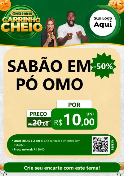 Modelo de Cartaz para Cartaz A4 Vertical com o tema Carrinho Cheio para Produtos de Limpeza