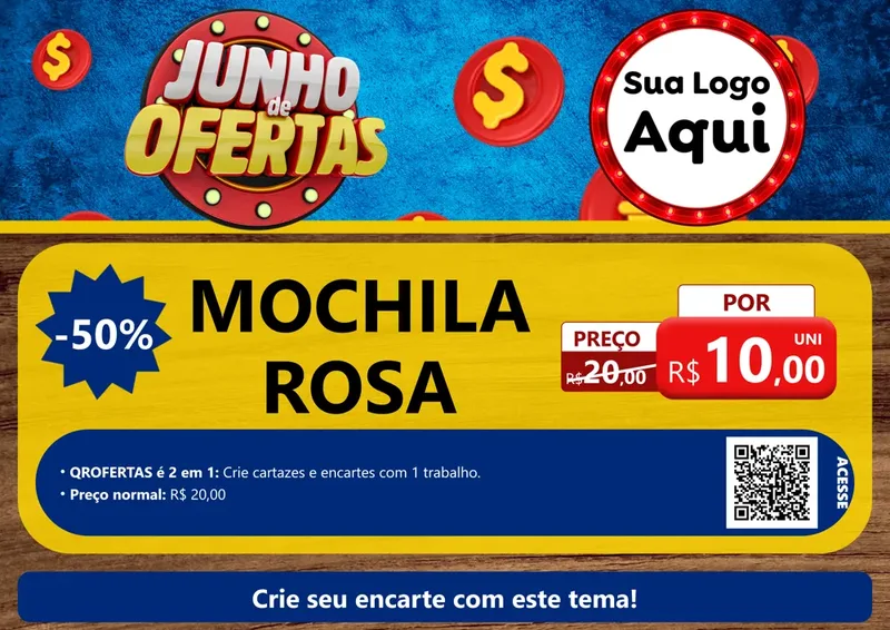 Modelo de Cartaz para Cartaz A4 Horizontal com o tema Junho de Ofertas para Papelaria