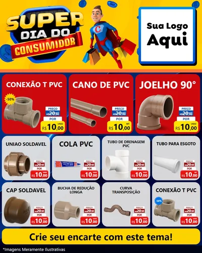 Modelo de Rede Social para Feed Instagram com o tema Super Dia do Consumidor para Tubos e conexões