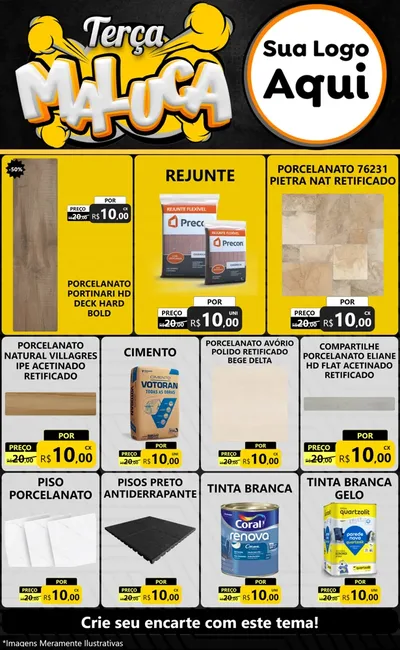 Modelo de Encarte para Encarte Grande com o tema Terça Maluca para Pisos e revestimentos