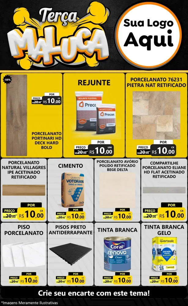 Modelo de Encarte para Encarte Grande com o tema Terça Maluca para Pisos e revestimentos