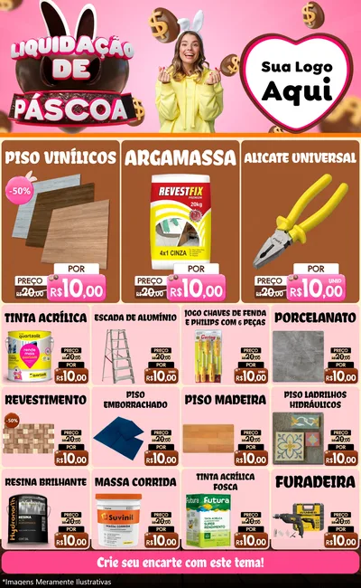 Modelo de Encarte para Encarte Grande com o tema Liquidação de Páscoa para Material para Construção