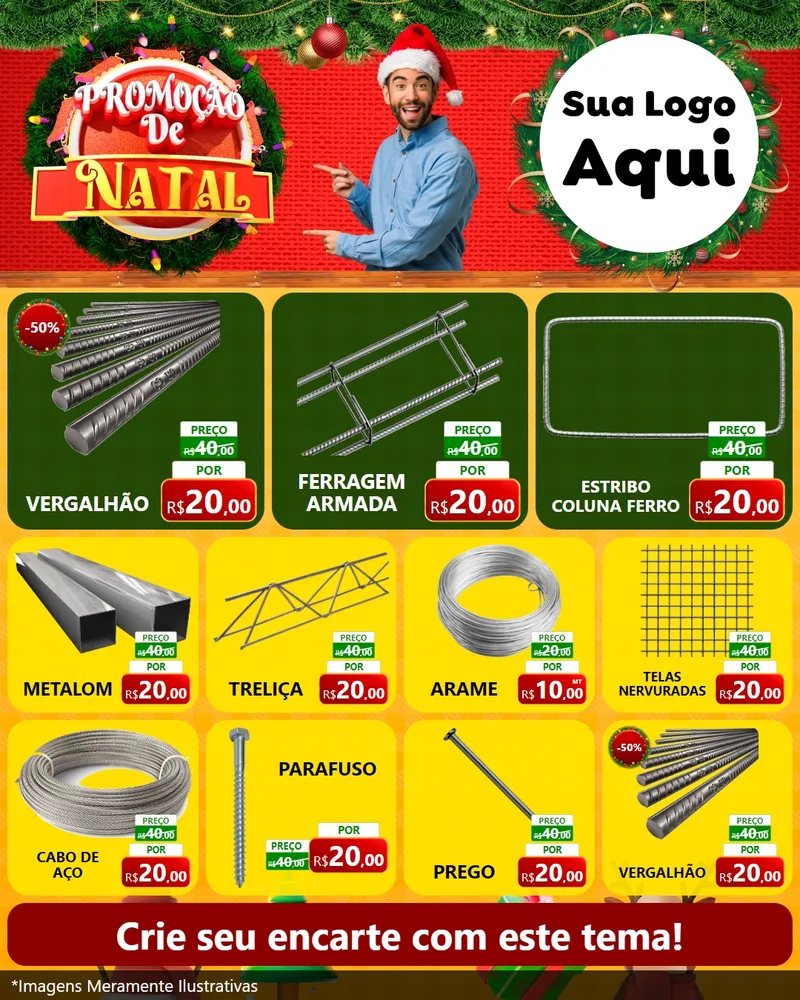 Modelo de Rede Social para Feed Instagram com o tema Promoção de Natal para Ferragens