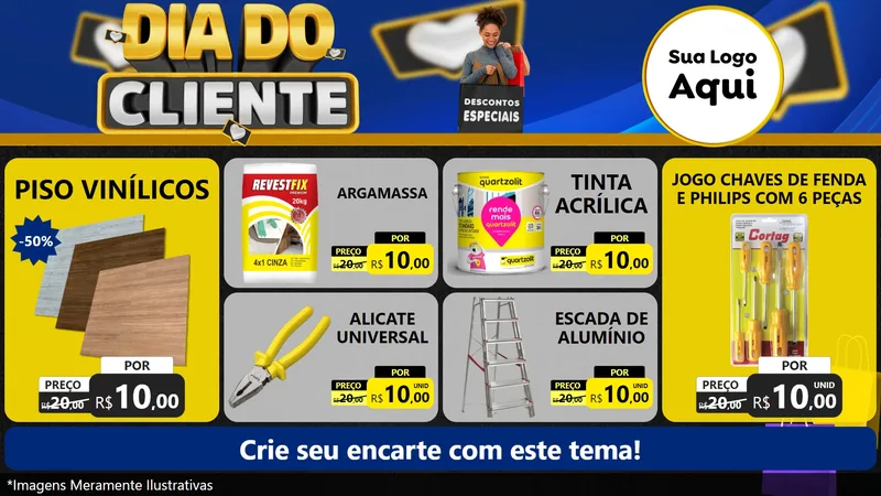 Modelo de TV para TV Horizontal com o tema Dia Do Cliente para Material para Construção