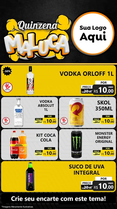 Modelo de TV para TV Vertical com o tema Quinzena Maluca para Distribuidora de bebidas