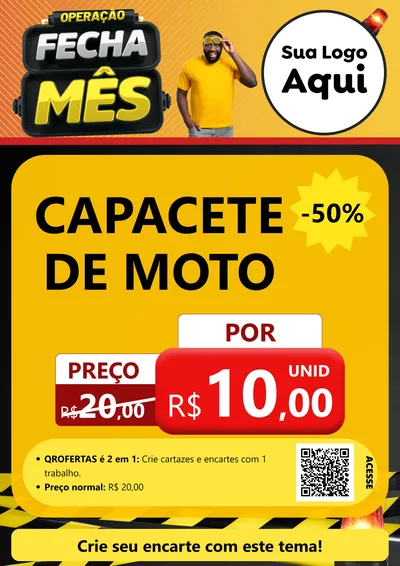 Modelo de Cartaz para Cartaz A4 Vertical com o tema Operação Fecha Mês para Moto peças
