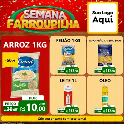 Modelo de Rede Social para Feed Facebook com o tema Semana Farroupilha para Supermercado