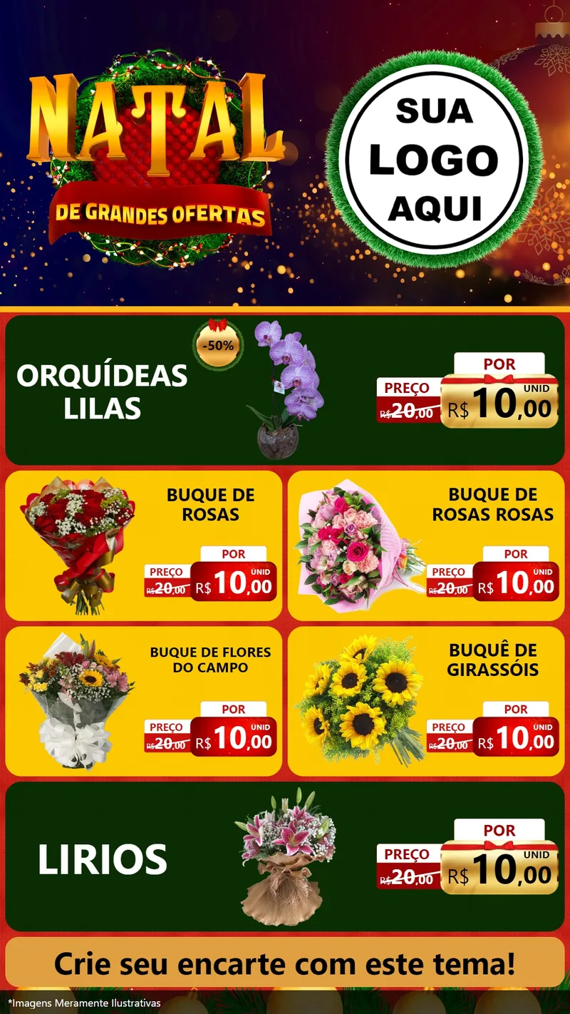 Modelo de TV para TV Vertical com o tema Natal de Grandes Ofertas para Floricultura e jardim