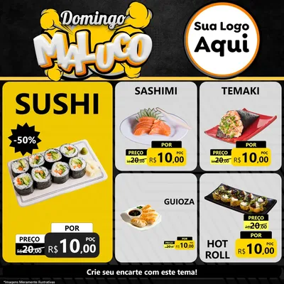 Modelo de Rede Social para Feed Facebook com o tema Domingo Maluco para Comida japonesa