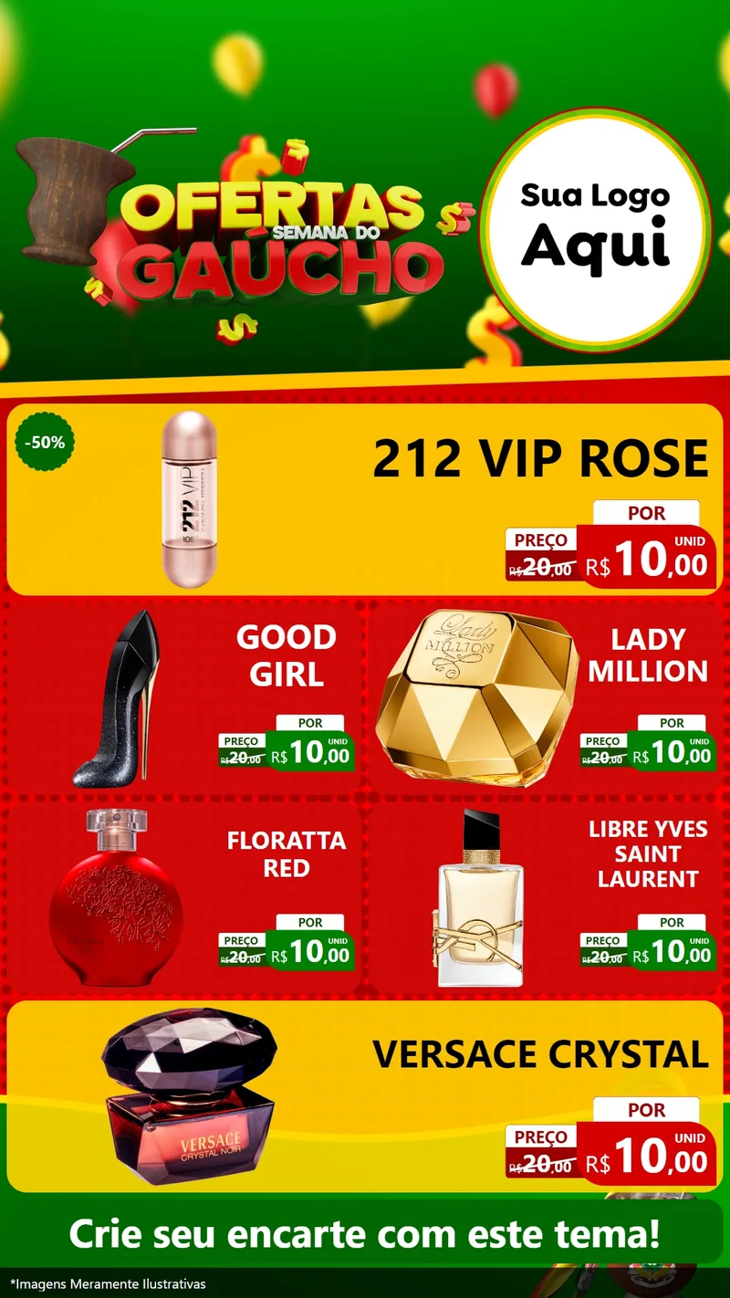 Modelo de TV para TV Vertical com o tema Ofertas Semana Do Gaúcho para Perfumes