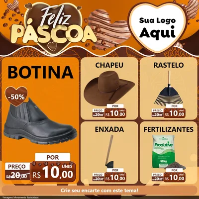 Modelo de Rede Social para Feed Facebook com o tema Feliz Páscoa para Agropecuária