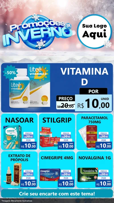 Modelo de Rede Social para Stories com o tema Promoções de Inverno para Farmácia