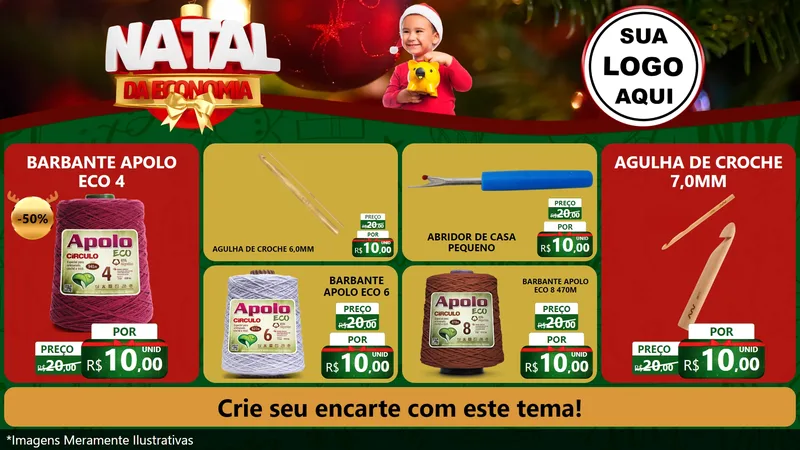 Modelo de TV para TV Horizontal com o tema Natal da Economia para Armarinho e Aviamentos