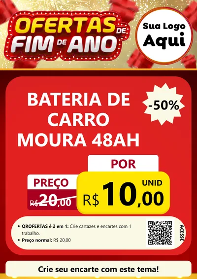 Modelo de Cartaz para Cartaz A4 Vertical com o tema Ofertas de Fim de Ano para Baterias Elétricas