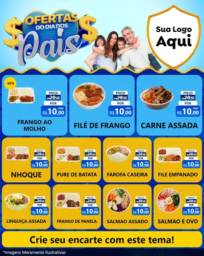 Modelo de Rede Social para Feed Instagram com o tema Ofertas do Dia dos Pais para Restaurante