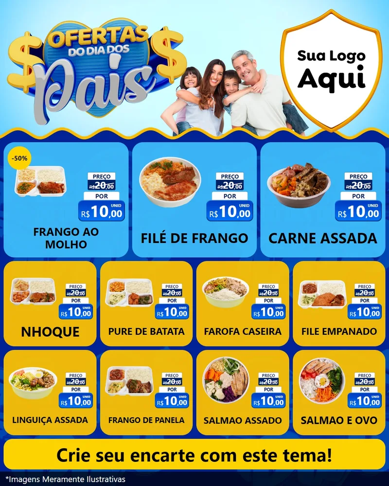 Modelo de Rede Social para Feed Instagram com o tema Ofertas do Dia dos Pais para Restaurante